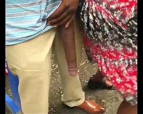 Huge! Big Black Dick Flash in Public Bus Stop