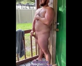 Group of strangers catch gay bear jerking on the front porch brian_thickbear