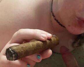 Cigar smoking blowjob from wife