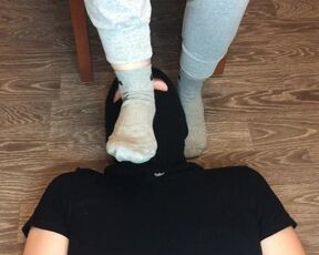 sexy girl after gym in nike gray socks domination and gagging socks