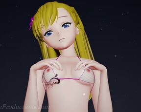 MMD R18 4k Blonde Misaka Aylin with a pink bikini - Dub Zap - 1037