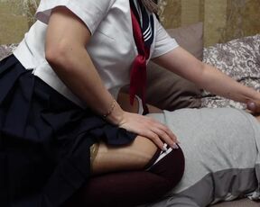 Schoolgirl Femdome Facesitting slave kiss pussy White Knee Socks Feet Foot Fetish