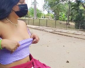 Little Ruby - Brunette Latina Flashing on a Public Sidewalk POV