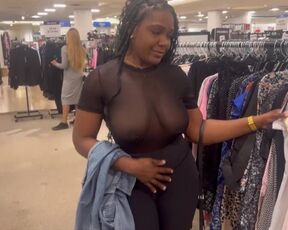 Wearing a see through shirt at the mall