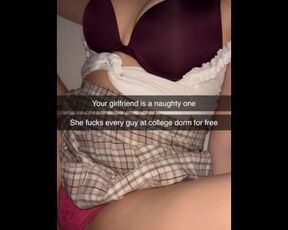 Cheating college girl fucked roughly in student dorm on Snapchat