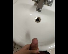 Peeing in public toilet Sink! Risky pissing